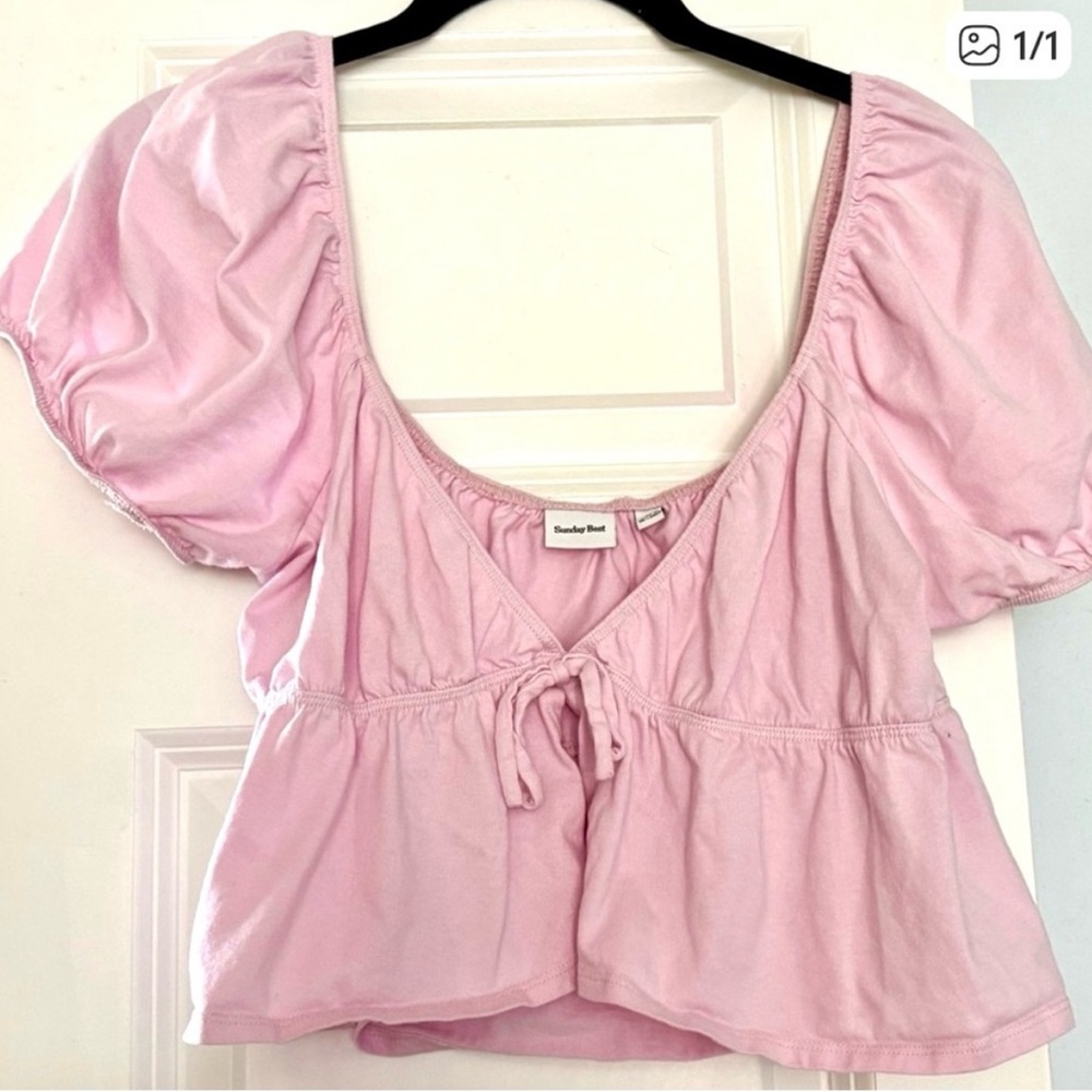 Sunday Best Light Pink Puff Sleeve Blouse